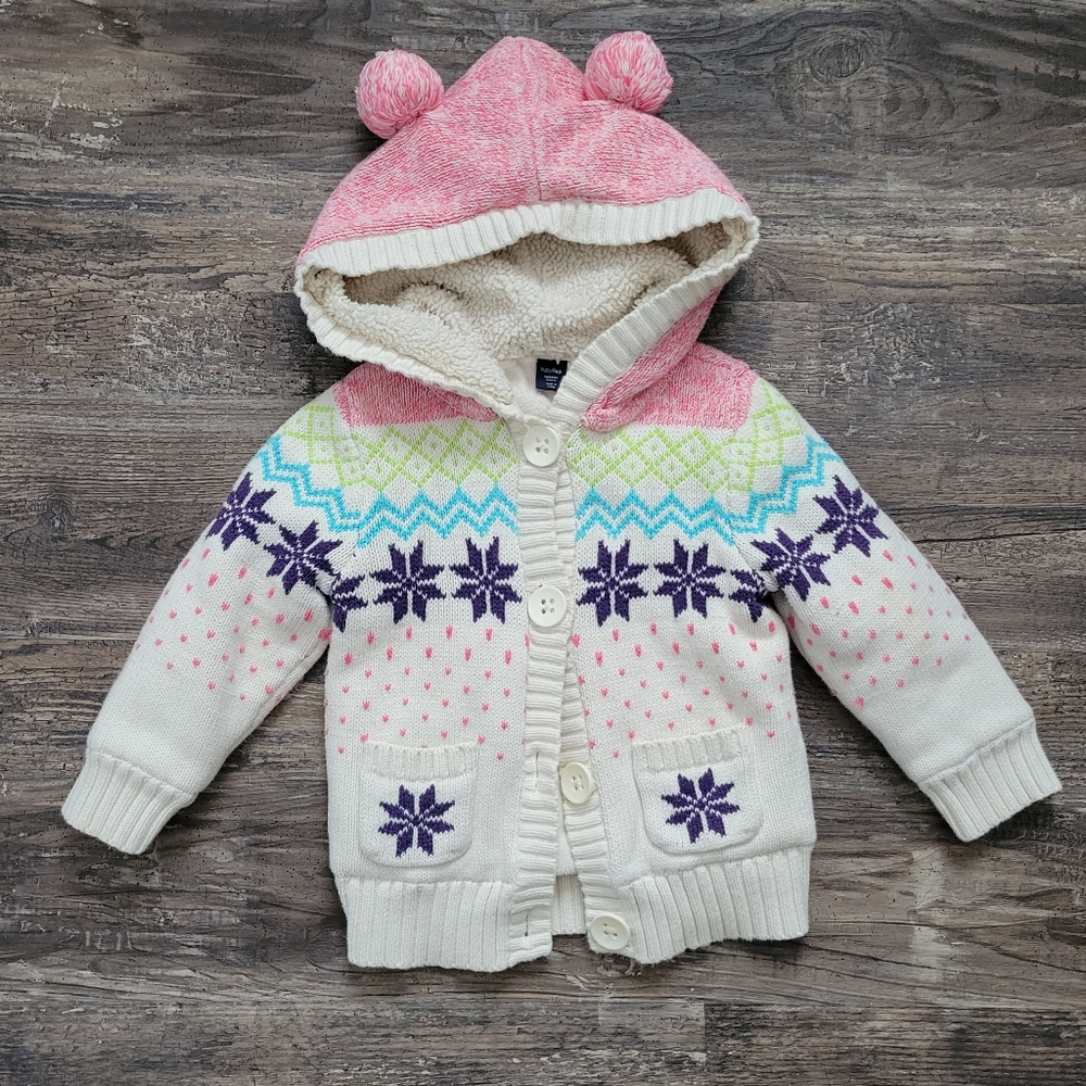 Baby Gap fleece lined button up hooded sweater